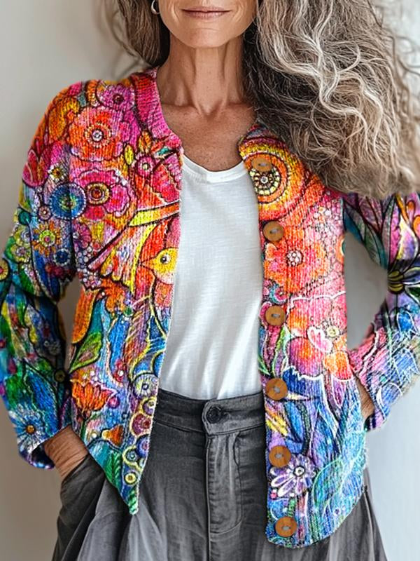 Mia Chic and Colorful Art Cardigan