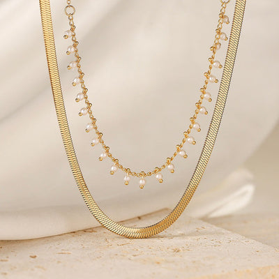 Clara | Luxe Snake Choker & Pearl Jewelry Set 18K Gold