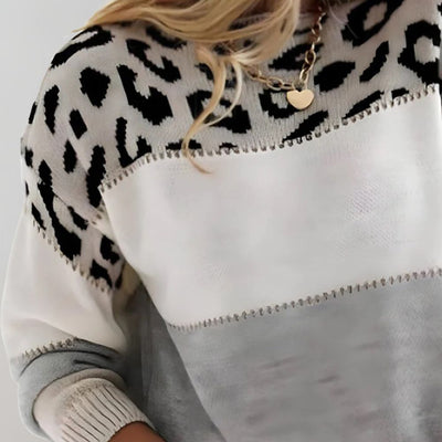 Diane | Leopard Accent Knit Sweater