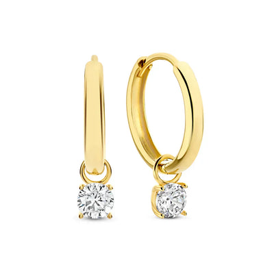 Clara | Moonbeam Stone Hoop Earrings 14k Gold