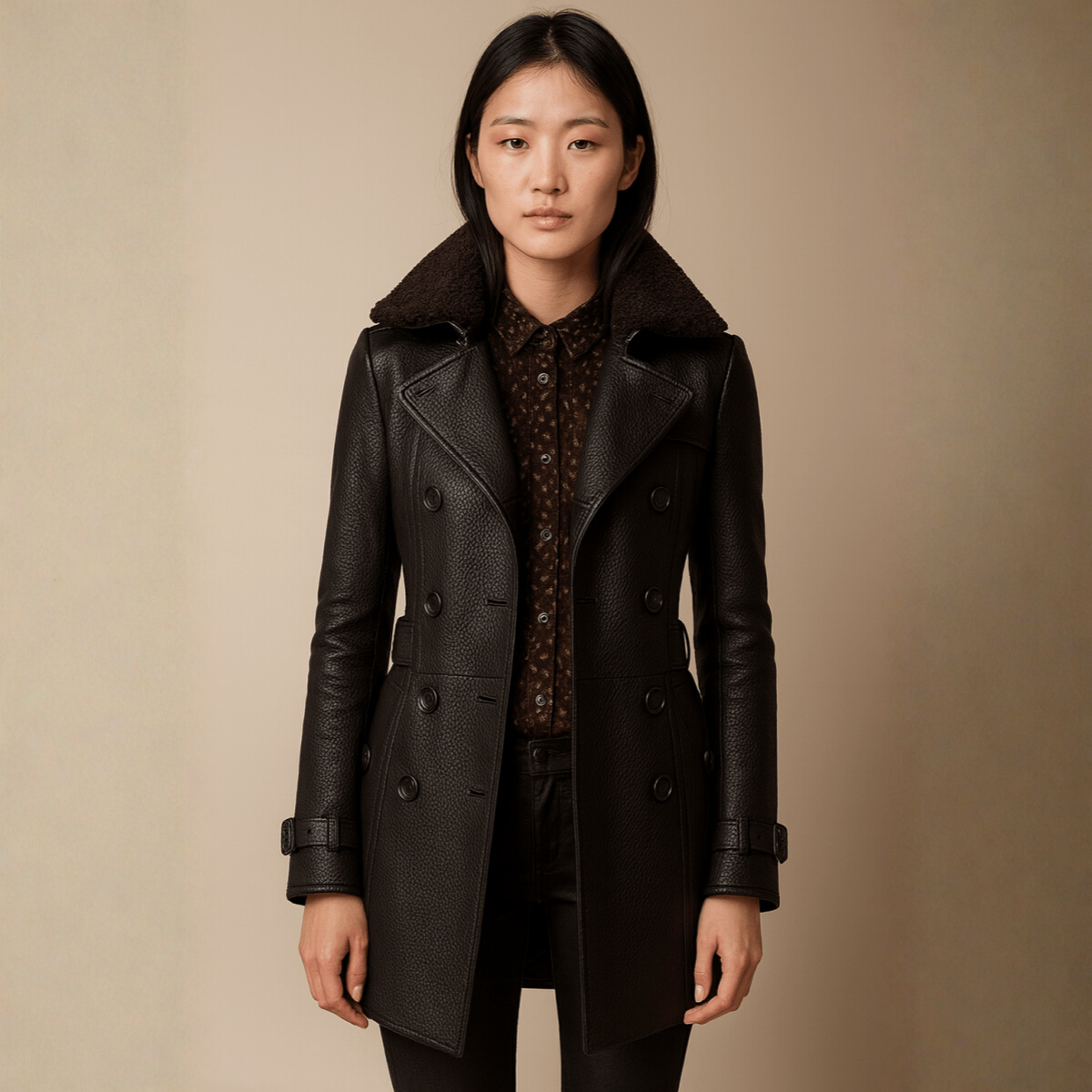 ALLESIA | ELEGANT LEATHER COAT