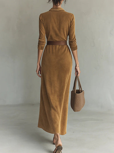 Célianne - Chic Suede Maxi Gown