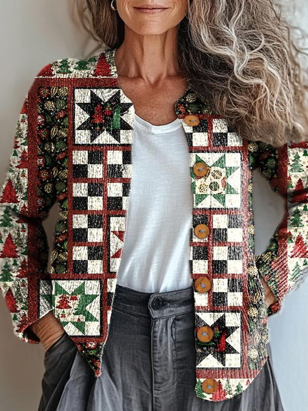 Noelle Chic Patchwork Christmas Cardigan